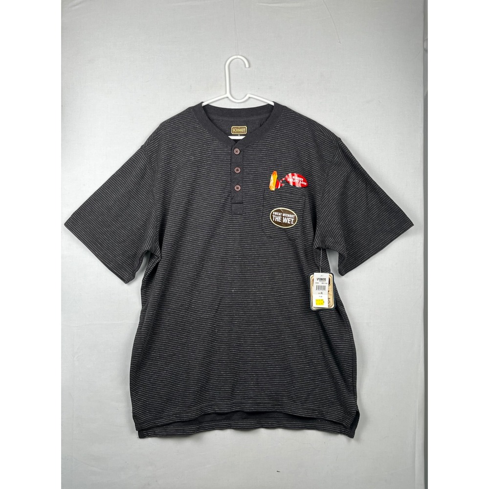 Schmidt Workwear Henley Shirt Mens XL Short Sleeve Pocket SMK18-11052 Charcoal
